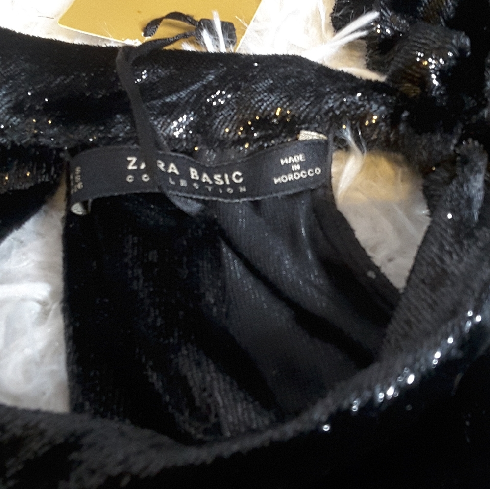 Zara Basic Evening Collection Metallic Velvet Sle… - image 7